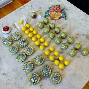 Mackenzie Childs Myrtle Ceramic Knobs Handmade 48 pcs